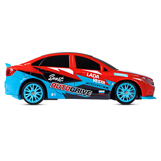 AUTODRIVE Р/У Машина для дрифта LADA Vesta,М1:24,2.4GHz,4WD,свет фар,4 доп.колеса,конусы,с аккум.,цв. красный,в/к 20,5*13*12см в Джамбо Тойз #11