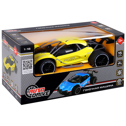 AUTODRIVE Р/У Суперскоростная металлическая машинка (до 15 км/ч+), М1:16, 2.4GHz, 4 канала, цвет желтый, в/к 26*13,5*14см в Джамбо Тойз #2