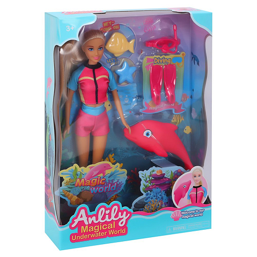 Кукла "Аквалангистка" в комплекте дельфин, аксессуары, в/к 23,5*6*32 см в Джамбо Тойз #2