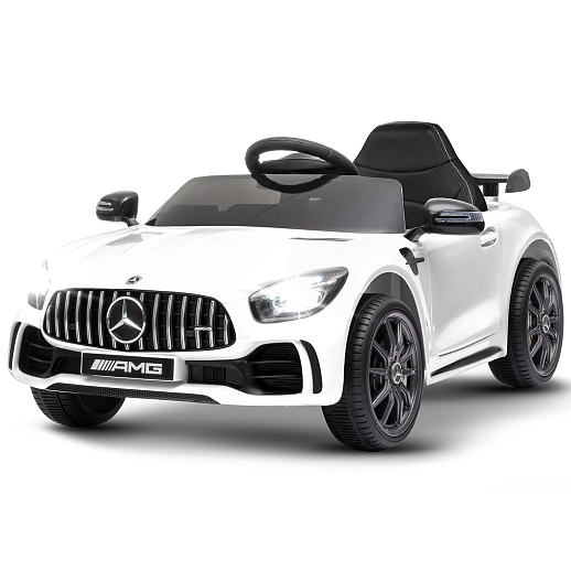 Электромобиль Mercedes Benz AMG на аккум.,12V/4.5AH*1, 380*2, Р/У 2.4GHz, свет, звук, сиденье эко-кожа, колеса EVA,откр.двери,индик.зарядки, MP3/USB, плавн.старт, в/к 111*56*29см. Цвет - белый. в Джамбо Тойз