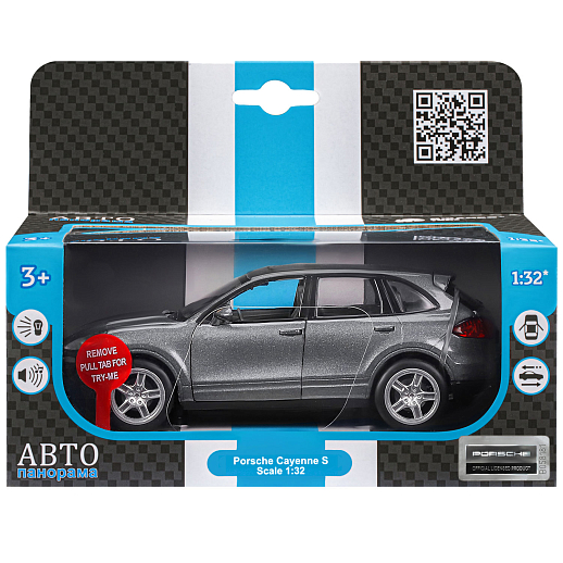 ТМ "Автопанорама" Машинка металлическая 1:32 Porsche Cayenne S, серый, свет, звук, откр. двери и багажник, инерция, в/к 17,5*13,5*9 см в Джамбо Тойз #2