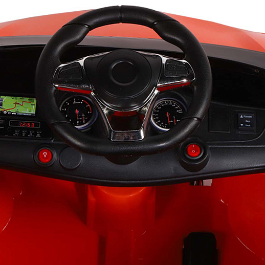 Машинка на аккумуляторе, 6V4AH*2, Р/У, колеса EVA (мягкие колеса), свет, звук, мр3, открыв. двери, 106*56*50см, до 35 кг. Цвет - оранжевый в Джамбо Тойз #14