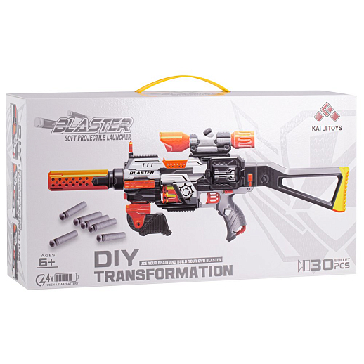 Бластер с мягкими пулями, на бат., 30 пуль в компл., барабанный магазин, в/к 43,5*10,5*22,5см в Джамбо Тойз #3