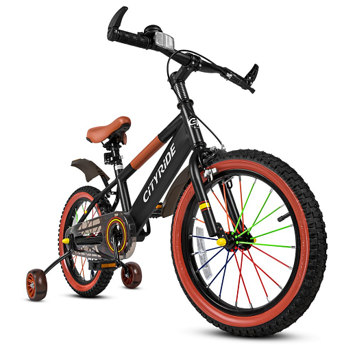 Велосипед двухколёсный CITYRIDE, модель CR-B2-07F52, колеса 16", рама сталь, колеса сталь, балансирные колеса со светом, маячок в заднем крыле, цвет чёрный в Джамбо Тойз #2