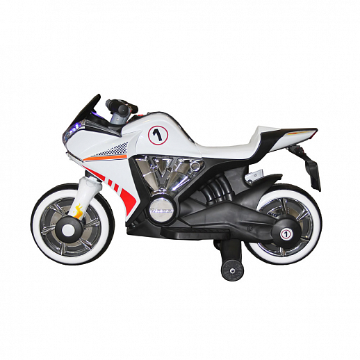 Мотоцикл двухколесный на аккум. 2*6V4,5Ah, с функцией водяного пара. USB, MP3, колеса пластик,  1 двигатель*540W, свет LED. Цвет белый в Джамбо Тойз #3