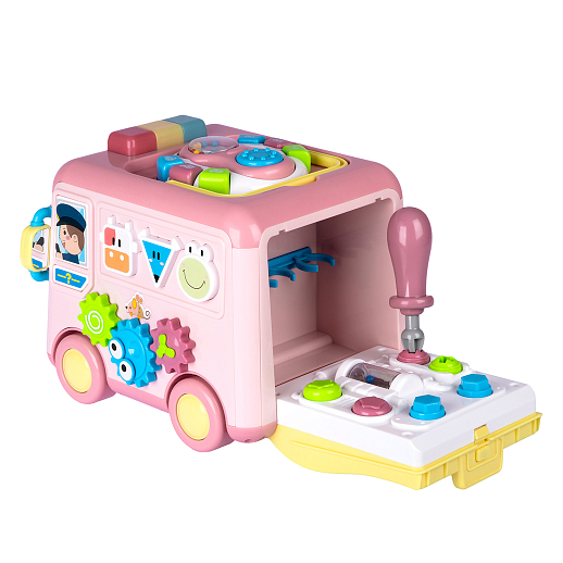 ТМ "Smart Baby" Развивающая игрушка "Автобус" цвет розовый, Шаинский, 57 звуков, стихов, мелодий, песен. Сказки и загадки. Свет, звук, регулирующаяся громкость, в/к 31х22,5х23,5 см в Джамбо Тойз #17