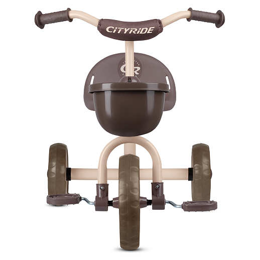 Детский трехколесный велосипед "CR" на пласт. колесах 8,5"/7 в/к.Корзинка спереди, мягкий бампер.  Цвет: коричневый в Джамбо Тойз #2