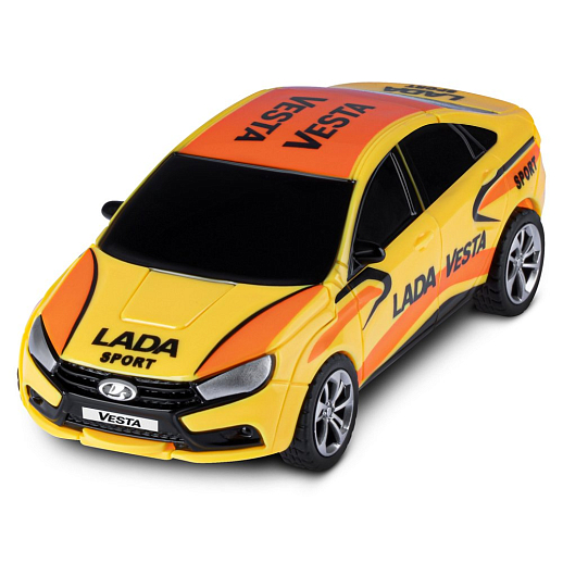 AUTODRIVE_LADA Vesta_машинка-робот фрикционная,13см,одной кнопкой трансформируется в робота,желтая,в/к 13,5*6,5*5,5 см в Джамбо Тойз #2