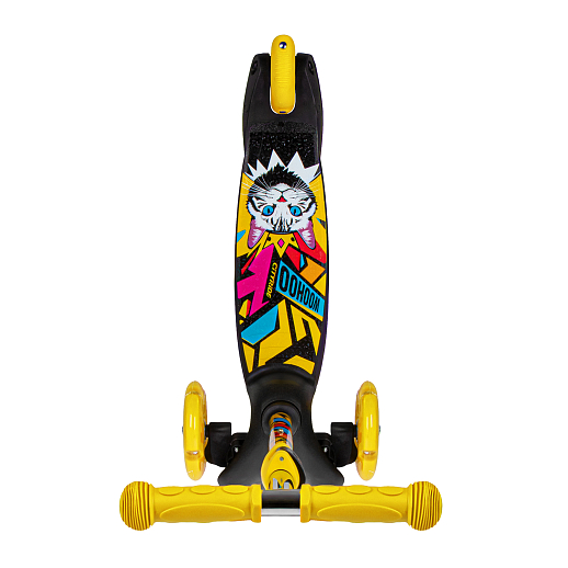 Трехколесный самокат "CITYRIDE" в/п, телескопический руль металл, колеса PU 120/76 со светодиодами, Abec-5, размер 53х23х70 см, до 35 кг, от 3 лет, желтый в Джамбо Тойз #5