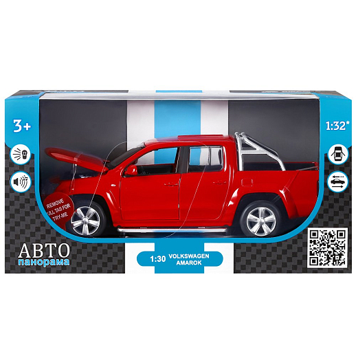 ТМ "Автопанорама" Машинка металлическая 1:30 Volkswagen Amarok, красный, свет, звук, откр. двери, капот и дверка багажника, инерция, в/к 20*10*11 см в Джамбо Тойз #3