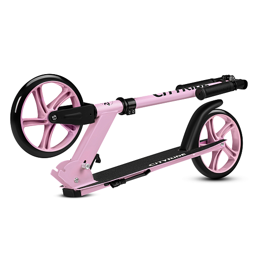 2хкол. самокат CITYRIDE 200, сталь 100%, грипсы 135мм TPR, колеса PU 200/200 мм. Розовый в Джамбо Тойз #4