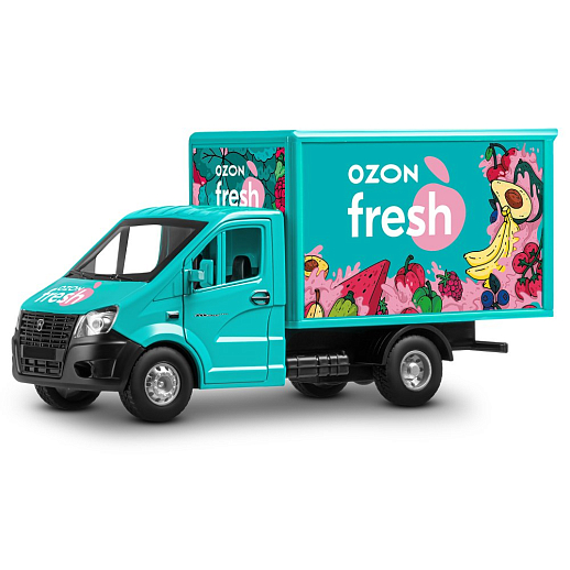 ТМ "Автопанорама" Машинка металлическая 1:28 ГАЗель NEXT OZON fresh, зеленый, откр. двери, задняя дверка фургона, свет, звук, инерция, в/к 24*14*12 см в Джамбо Тойз #2