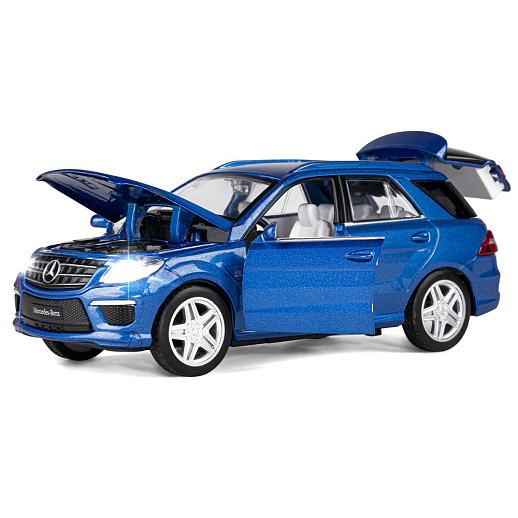 ТМ "Автопанорама" Машинка металлическая 1:32 Mercedes-Benz ML63 AMG, синий, свет, звук, откр. двери, капот и багажник, инерция, в/к 17,5*13,5*9 см в Джамбо Тойз #5