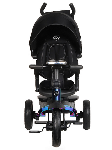 Детский трехколесный велосипед с ручкой CITY-RIDE LUNAR. Поворотное сиденье 360, складная крыша D600, подножки, надувные колеса 12/10, фара, цвет бензин в Джамбо Тойз #10