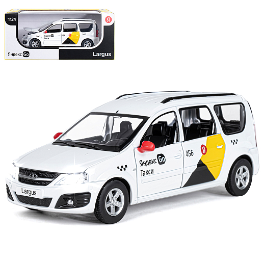 Машинка металлическая Яндекс GO, инерционная, коллекционная модель 1:24 LADA LARGUS, цвет белый, открываются 4 двери, капот, багажник, свет, звук, в/к 24,5*12,5*10,5 см в Джамбо Тойз