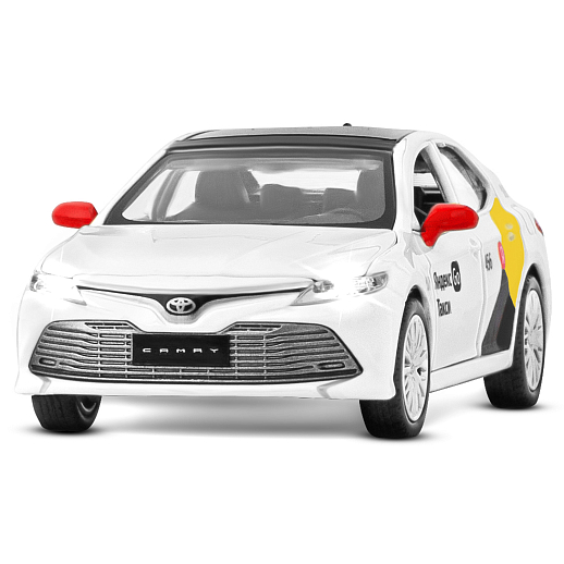 Яндекс Go машинка металлическая, 1:34 Toyota Camry, цвет белый, инерция, свет, озвучено Алисой, откр. двери, в/к 17,5*13,5*9 см в Джамбо Тойз #5