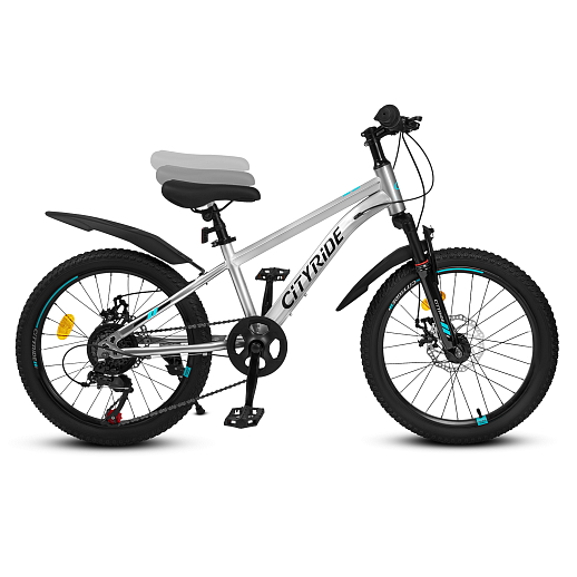 Велосипед CITYRIDE 20", модель CR-B2-12F2, рама сталь, обода двойные алюминий, трансмиссия 1*6 ск, амортизационная вилка, дисковые мех. тормоза цвет чёрный в Джамбо Тойз #11