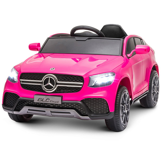 Электромобиль Mercedes Benz GLC Coupe на аккум.,12V/4.5AH*1, 380*2, Р/У 2.4GHz, свет, звук, сиденье эко-кожа, колеса EVA, откр.двери,MP3, плавн.старт, в/к 108*56,5*36,5. Цвет - розовый. в Джамбо Тойз