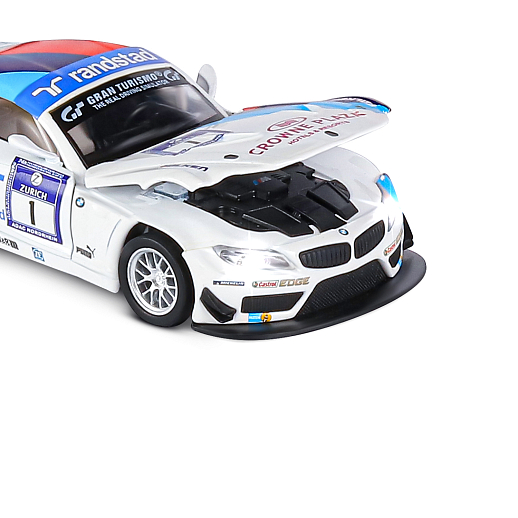 ТМ "Автопанорама" Машинка металлическая 1:32 BMW Z4 GT3, белый, свет, звук, откр. двери и капот, инерция, в/к 17,5*13,5*9 см в Джамбо Тойз #19