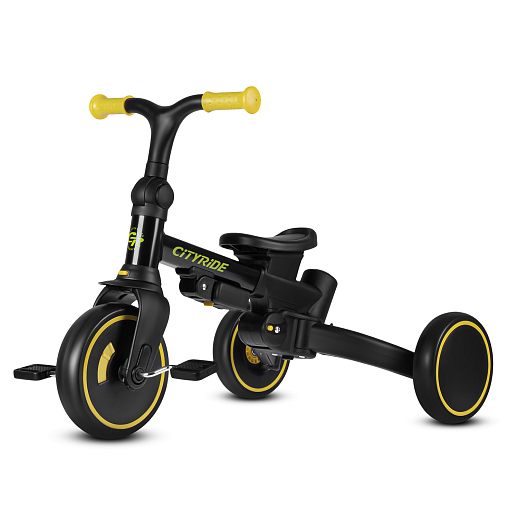 Детский трехколесный велосипед "CITYRIDE". Рама алюминий, может трансформироваться, подножки, колеса 8/7 EVA, капюшон, род. ручка,  персиковый в Джамбо Тойз #4