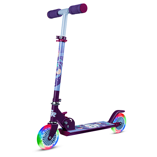 Двухкол. самокат CITYRIDE, ал. 50/50% , t-bar алюм, дека сталь, грипсы 95мм TPR, колеса PVC 120/120 мм, фиолетовый с принтом в Джамбо Тойз