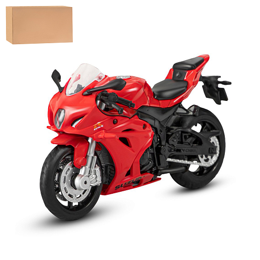 Игрушка для детей: Мотоцикл металлический 1:18 SUZUKI, цвет красный, свободный ход колес, артикул JB1251765 в Джамбо Тойз
