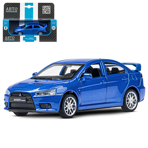 ТМ "Автопанорама" Машинка металлическая 1:41 Mitsubishi Lancer Evolution, синий, откр. двери, инерция, в/к 17,5*12,5*6,5 см в Джамбо Тойз