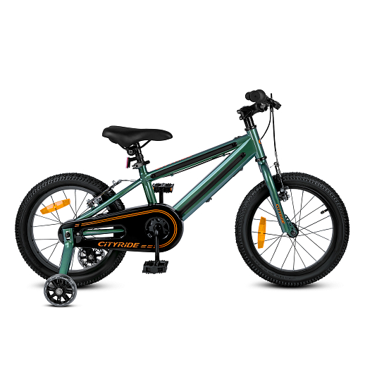 Велосипед двухколесный CITYRIDE, модель CR-B2-10FU, рама сталь, колеса алюминий 16", v-brake тормоза, встроенная в раму подсветка, балансирные колёса, цвет зеленый в Джамбо Тойз #5