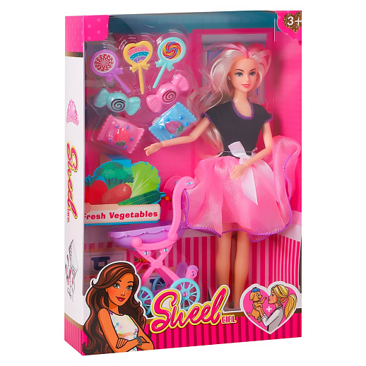 Кукла "Модница" с шарнирными руками, в комплекте тележка и игрушечные продукты, в/к 26х6,5х33 см в Джамбо Тойз #2
