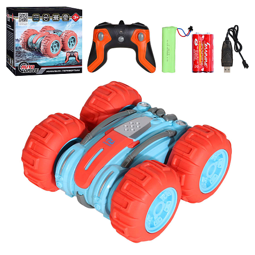 AUTODRIVE Р/У Перевертыш-амфибия 4WD,1:24,2.4GHz,повороты 360,с аккум.,цвет оранжевый,в/к 16,7*16*13,2см в Джамбо Тойз