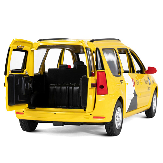 Машинка металлическая Яндекс Go, инерционная, коллекционная модель LADA LARGUS, масштаб 1:24, цвет желтый, открываются 4 двери, капот, багажник, свет, звук, в/к 24,5*12,5*10,5 см в Джамбо Тойз #12