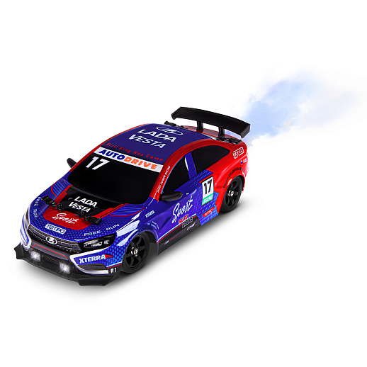 AUTODRIVE Р/У Машина для дрифта LADA Vesta с паром,1:16,2.4GHz,4WD,запасн.колеса 4шт.,свет,с аккум,в/к 31*15*15см в Джамбо Тойз #3