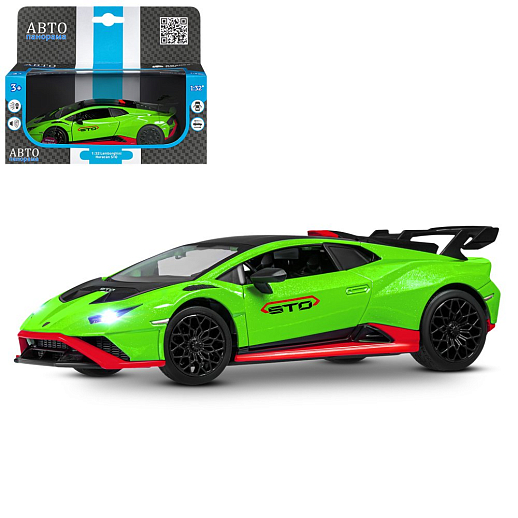 ТМ "Автопанорама" Машинка металл. 1:32 Lamborghini STO, зеленый, инерция, откр. двери, в/к 17,5*12,5*6,5 см в Джамбо Тойз