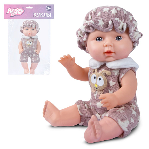 ТМ "Amore Bello" Пупс 30 см, русский язык, Шаинский: корич, звездочки, комбинезон, в/п в Джамбо Тойз