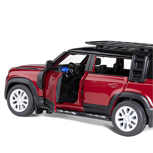 ТМ "Автопанорама" Машинка металлическая 1:32 Land Rover Defender 110, красный, откр.4 двери, капот, багажник, свет, звук, свободный ход колес, в/к 17,5*13,5*9 см в Джамбо Тойз #6