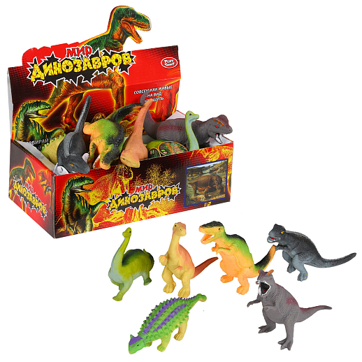 Набор игрушек-тянучек "Динозавр" в ассортименте, 12шт/упак, в/к 28*15*9 см в Джамбо Тойз