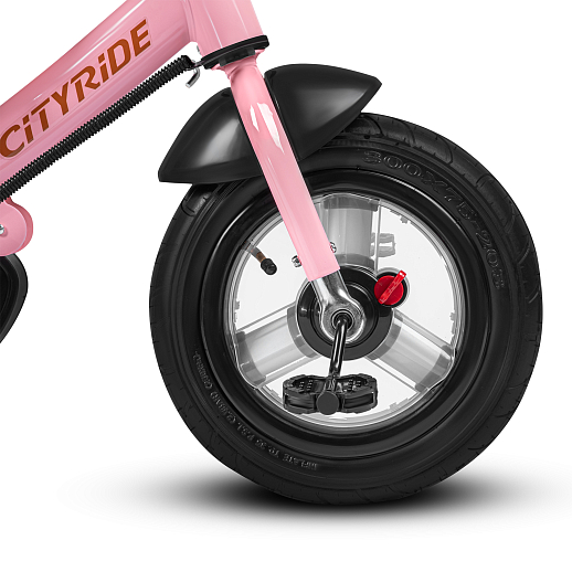 Трехколесный велосипед City-Ride, колеса надувка 12/10, сиденье не поворот, бампер,, багажник, розовый в Джамбо Тойз #10