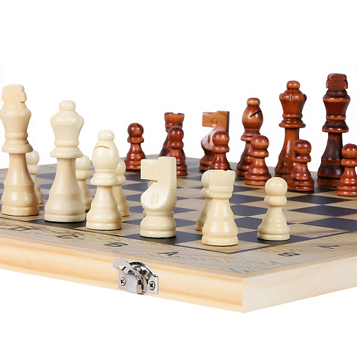Настольная игра "3в1 - Шахматы, шашки, нарды", дерево, размер доски 39х39 см, в/к 39.7х20.3х4.5 см в Джамбо Тойз #7
