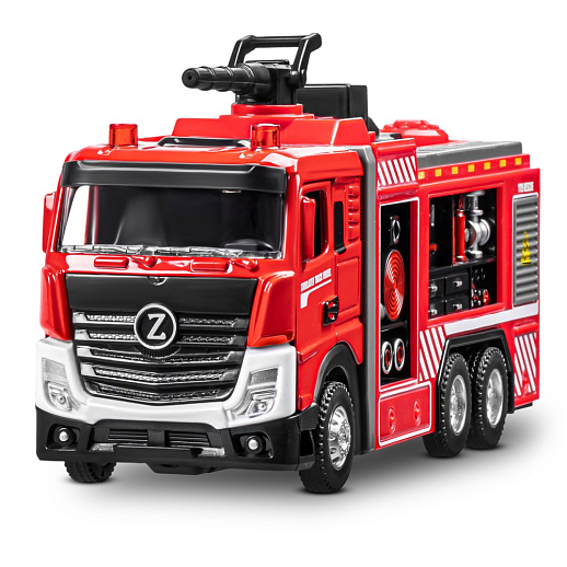 Пожарная металлическая машинка , красный, откр. двери, инерция, спрей, 22*6,5*11 см, в/к в Джамбо Тойз #11