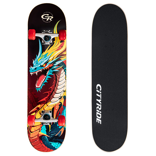 Скейтборд CITYRIDE, дека 31*8 дюймов, китайский клен  7 сл, подвеска алюм. 5", колёса PU 49*35мм, по в Джамбо Тойз