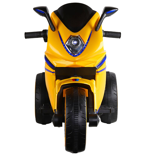 Электромотоцикл детский трёхколёсный на аккумуляторе, USB, MP3, колеса пластик, свет LED. Размер 115*52*77 . Цвет желтый в Джамбо Тойз #4