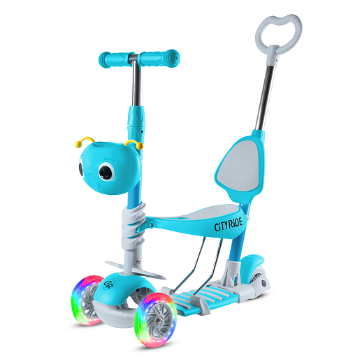 Трехколесный самокат-беговел CITYRIDE 3в1. в/к. Колеса PU 120/95, передние LED свет. Ручка - сталь,  в Джамбо Тойз #2
