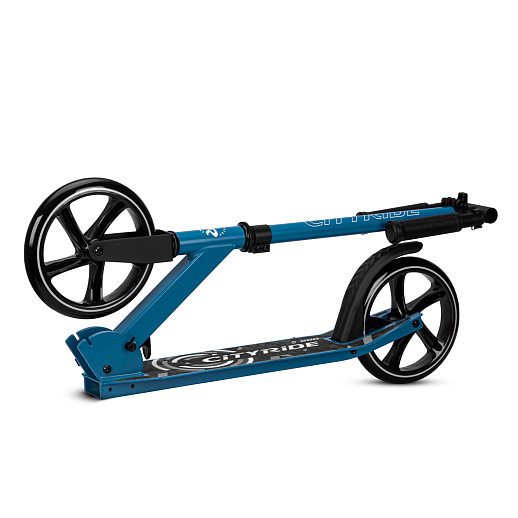 Двухколесный самокат CITYRIDE 200MM PU; алюминий/сталь порошковое покрытие. Дека 53*11СМ, руль  82-92СМ. Складной.  Без амортизатора. Подшипники Abec-9, Грипсы резина 120мм. в Джамбо Тойз #4
