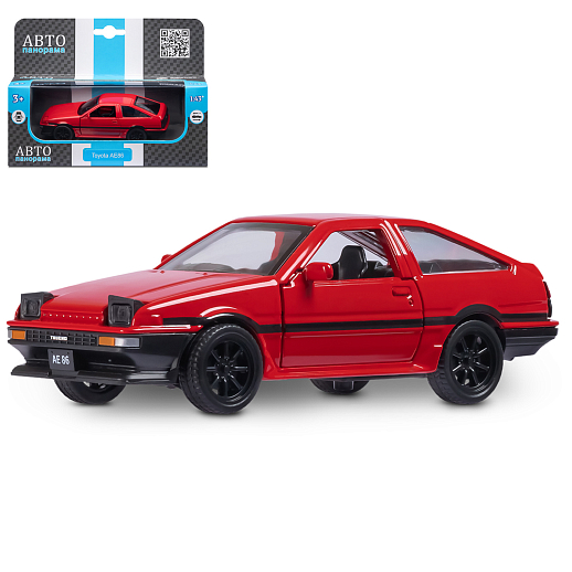 ТМ "Автопанорама" Машинка металл. 1:37 Toyota AE86, красный, инерция, откр. двери, в/к 17,5*12,5*6,5 см в Джамбо Тойз