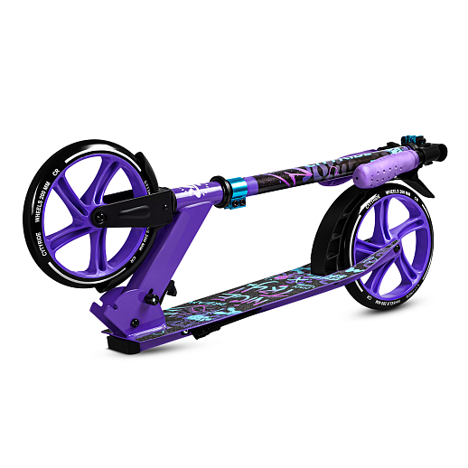 2хкол. самокат CITYRIDE 200, сталь 100%, грипсы 135мм TPR, колеса PU 200/200 мм. Фиолетовый в Джамбо Тойз #4