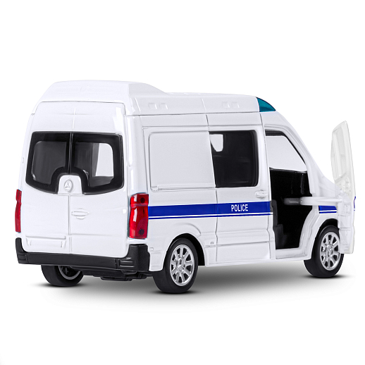 ТМ "Автопанорама" Машинка металлическая 1:53 Mercedes-Benz Sprinter, полиция, откр. двери, инерция, в/к 17,5*12,5*6,5 см в Джамбо Тойз #12