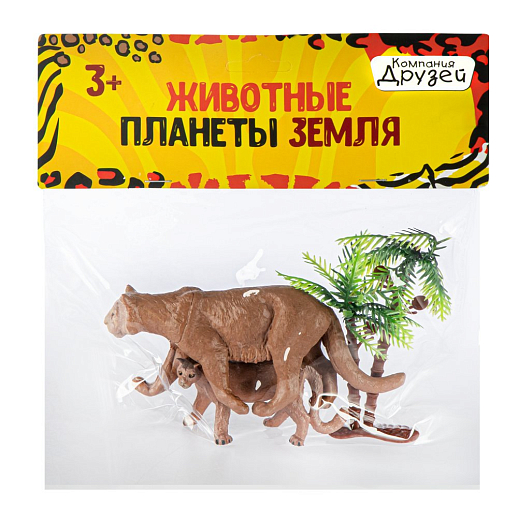 ТМ "КОМПАНИЯ ДРУЗЕЙ", серия "Животные планеты Земля", набор "Мама и малыш" Львы 2 шт (3 предмета) 8-13,5 см в/п 21х20 см в Джамбо Тойз #3