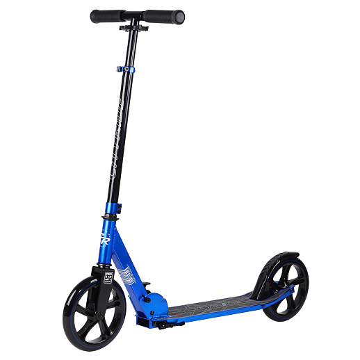 Двухколесный самокат CITYRIDE 200, ал. 50/50%, t-bar сталь, грипсы 135мм TPR, колеса PU 200/200, 86A, подножка, abec 9, цвет Синий в Джамбо Тойз #2