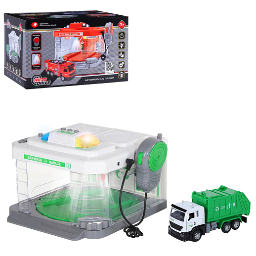 AUTODRIVE Автомойка с паром, рус.чип, в компл. мойка, метал.машинка, свет/звук, в/к 31,5*22,5*19 в Джамбо Тойз