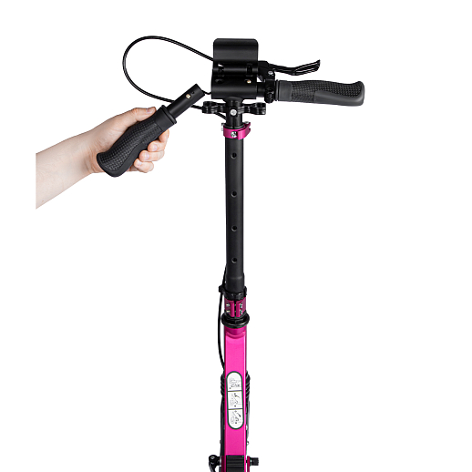 2хкол. самокат CITYRIDE 200MM disk, ал. 100%. Аморт. передний/задний. Колеса PU 200/200 мм. Подшипники: Abec-9. Грипсы: резина. Хомуты анод., замок на руле. Ручной дисковый задний тормоз. Розовый в Джамбо Тойз #7